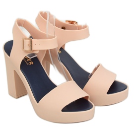 Sandali con tacco alto meliski beige KM202 D.BEIGE / NAVY 1