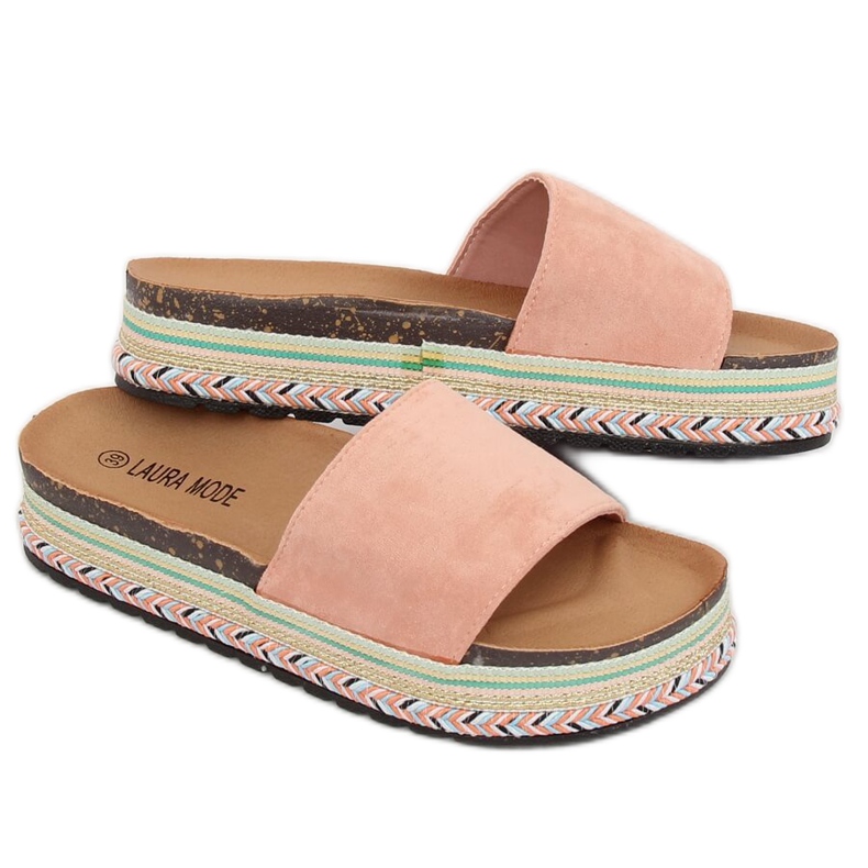 Rosa LS-117 Pantofole rosa con suola alta 1