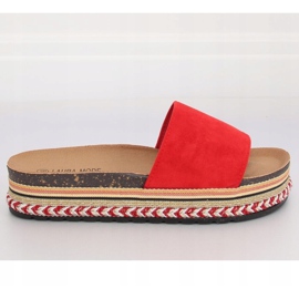 Rosso LS-117 Pantofole rosse con suola alta 1