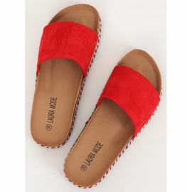 Rosso LS-117 Pantofole rosse con suola alta 2