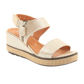 Sandali con zeppa Badura 4750 cappuccino dorato d'oro 1