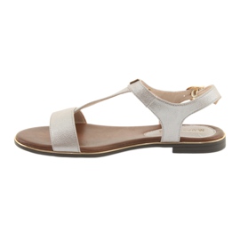 M.Daszyński Sandali tacco piatto Daszyński 1583 beige perla marrone grigio 2