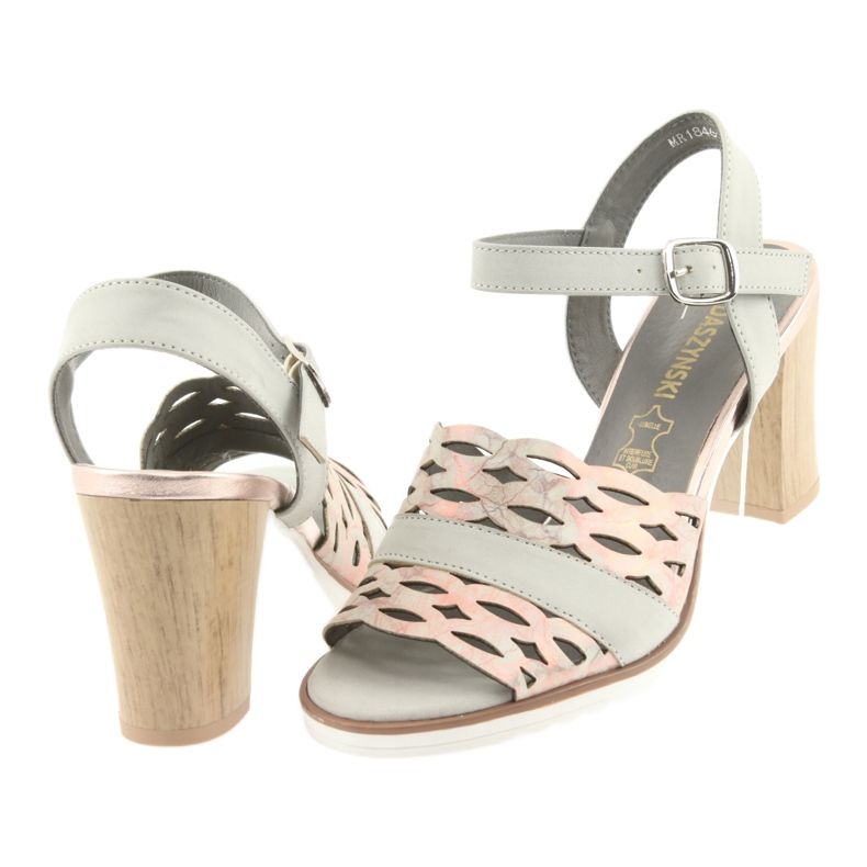 M.Daszyński Daszyński Sandals Openwork sul palo grigio/rosa del 1846 4