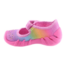 Pantofole per bambini Befado arcobaleno 109P183 rosa con zirconi 2
