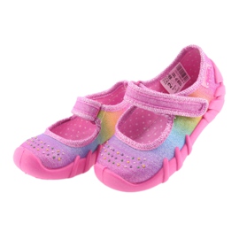 Pantofole per bambini Befado arcobaleno 109P183 rosa con zirconi 3