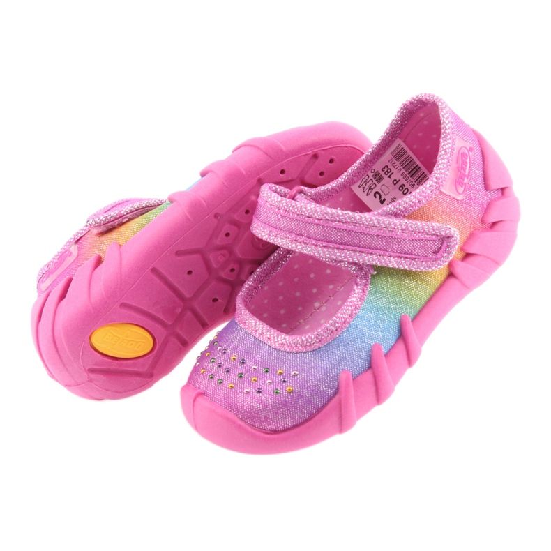 Pantofole per bambini Befado arcobaleno 109P183 rosa con zirconi 4