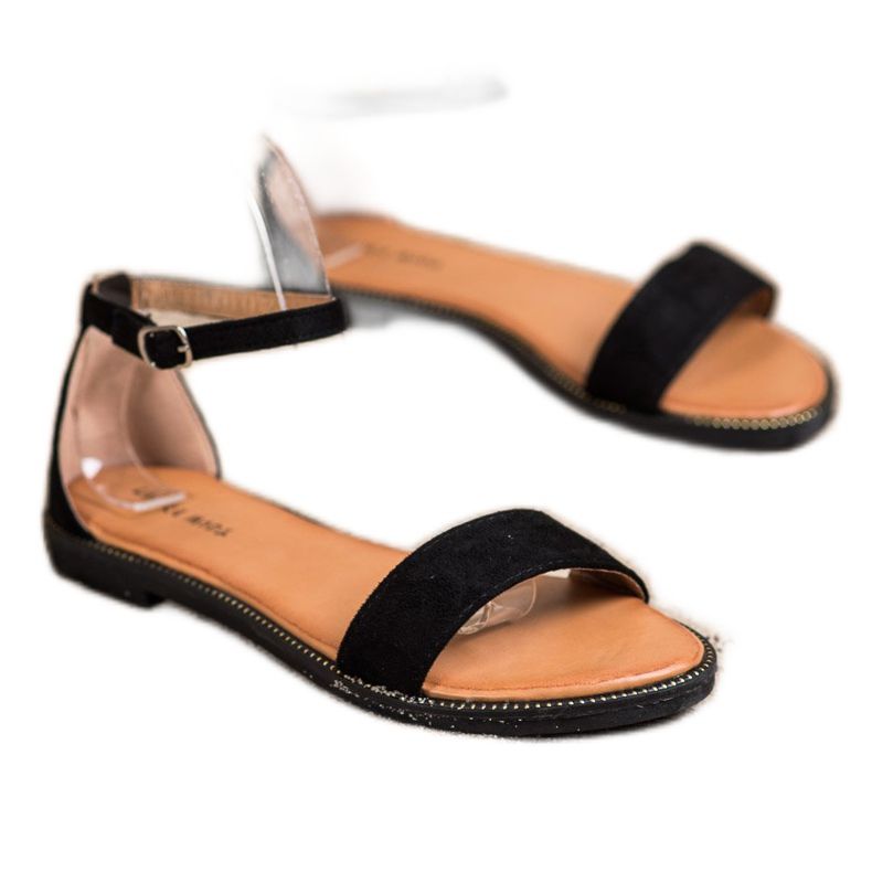 Laura Mode Sandali piatti classici nero 1