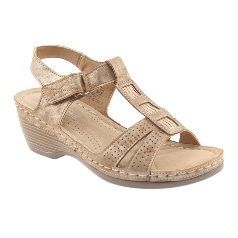 Sandali comodi da donna DK beige dorato marrone 1