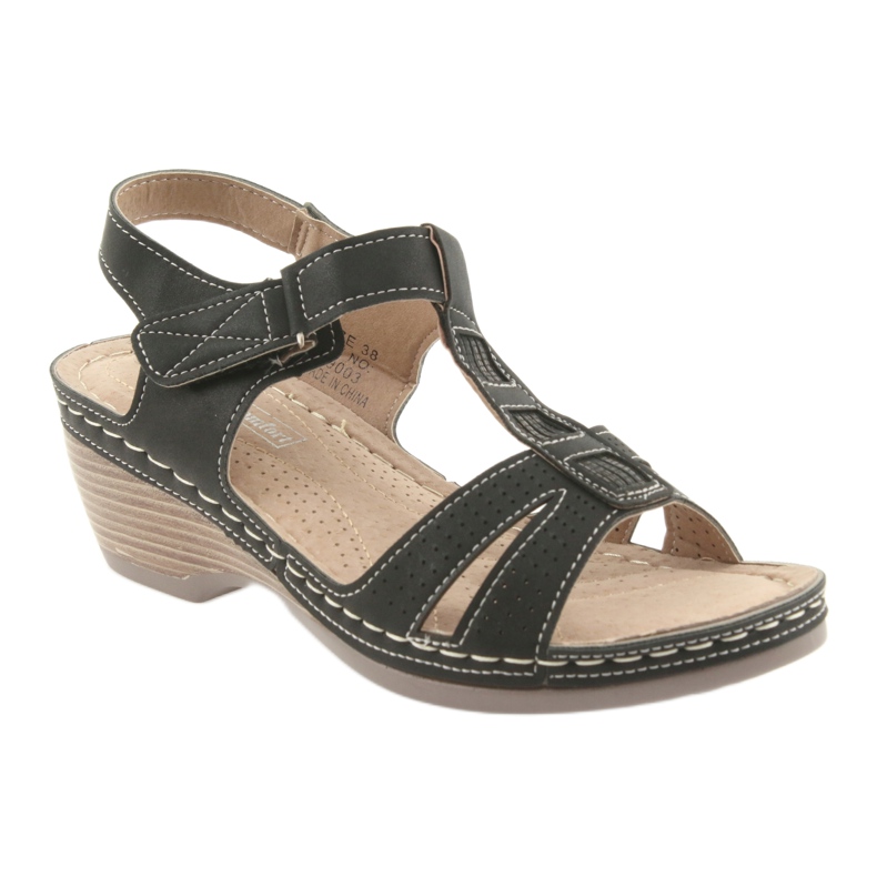 DK Sandali da donna inserto in pelle nera nero 1