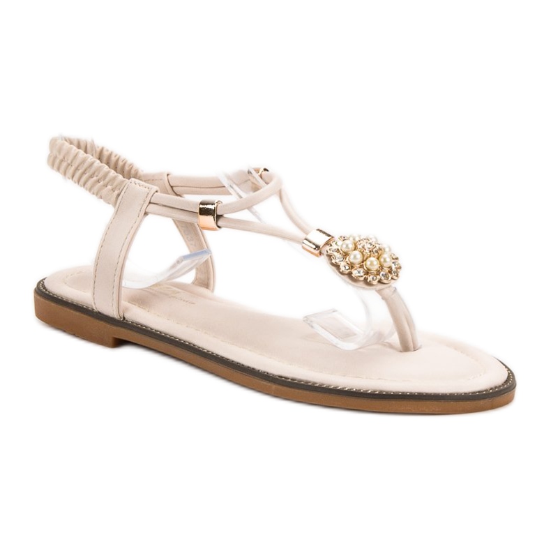 SHELOVET Sandali beige con fascia elastica 2