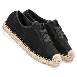 Ideal Shoes Espadrillas con lacci nero 1