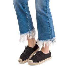 Ideal Shoes Espadrillas con lacci nero 2