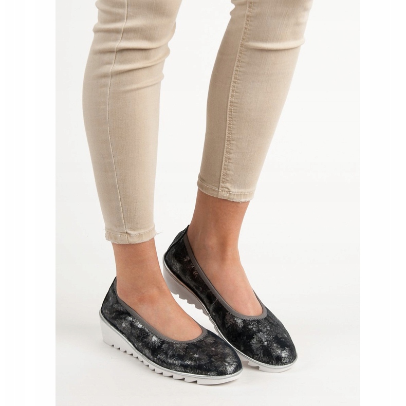 Filippo Ballerine in pelle blu navy 1