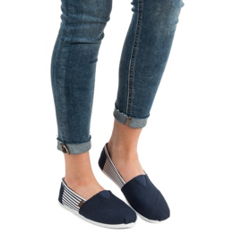 SHELOVET Scarpe da ginnastica leggere slip-on bianca blu navy 1