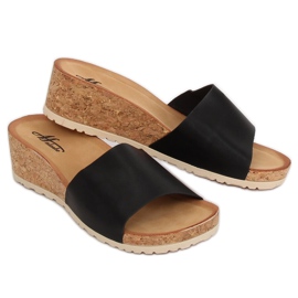 Ciabatte nere con zeppa in sughero 3527-12 Nere nero 1