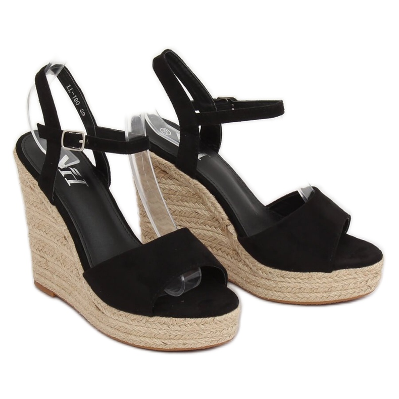 Espadrillas nere su zeppe LL-190 Black nero 1