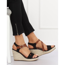 Nero BL-360 Sandali con zeppa neri 1