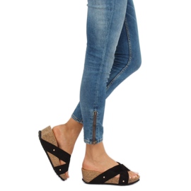 Nero G1560 Pantofole nere con zeppa 1