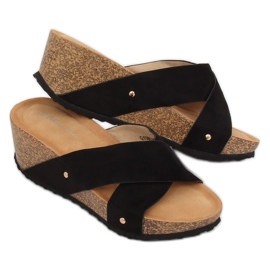 Nero G1560 Pantofole nere con zeppa 2