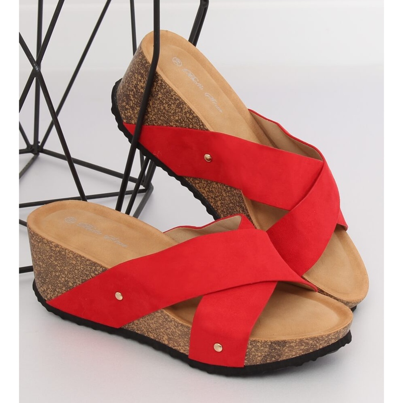 Red G1560 Pantofole rosse con zeppa rosso 2