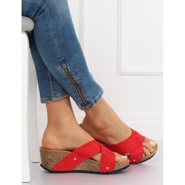 Red G1560 Pantofole rosse con zeppa rosso 1