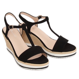 Sandali neri con zeppa H-59 Black nero 2