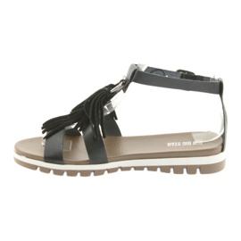 Big Star Boho 274956 Sandali in pelle femminile con frange nero 2