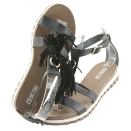 Big Star Boho 274956 Sandali in pelle femminile con frange nero 4