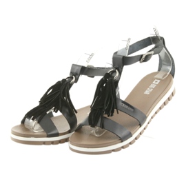 Big Star Boho 274956 Sandali in pelle femminile con frange nero 3