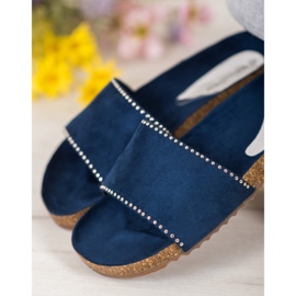 Goodin Pantofole in pelle scamosciata blu navy 2