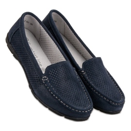 Mocassini VINCEZA in pelle blu navy 1