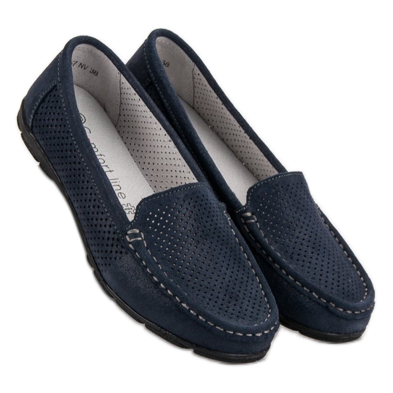 Mocassini VINCEZA in pelle blu navy 1
