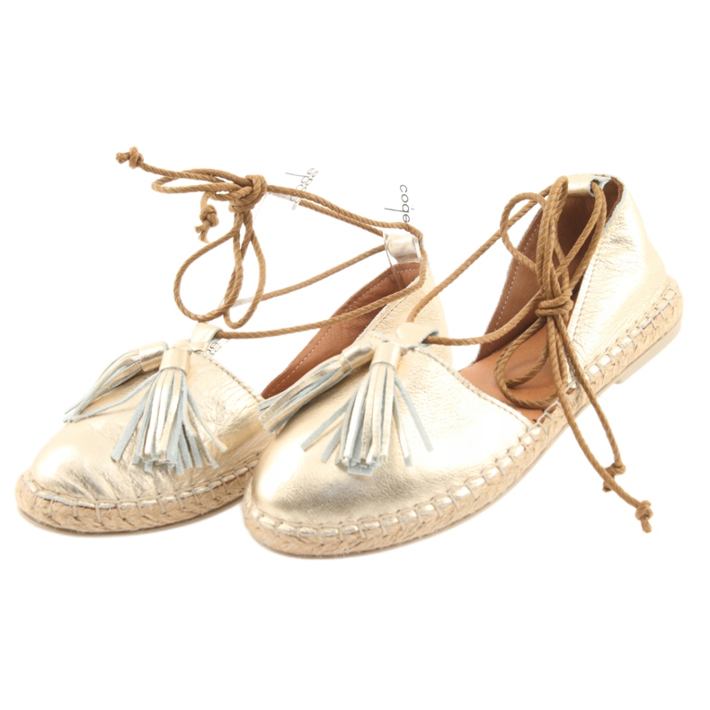 Espadrillas da donna, Badura, annodate 4875 d'oro 3