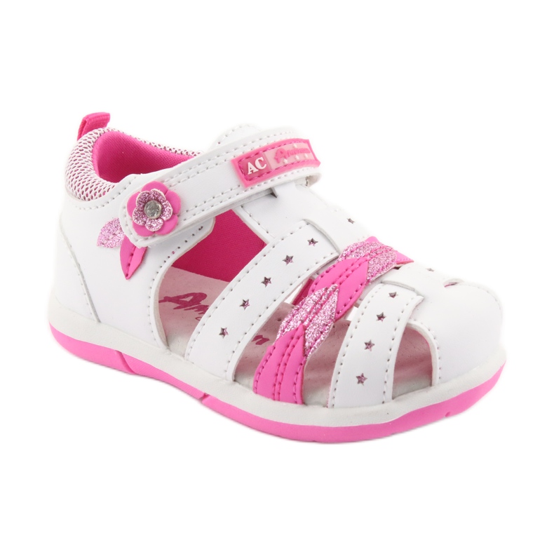 American Club Sandali da bambina americani DR18 bianco rosa 1
