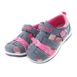 American Club Sandali da bambina in denim americano DR18 blu rosa 3