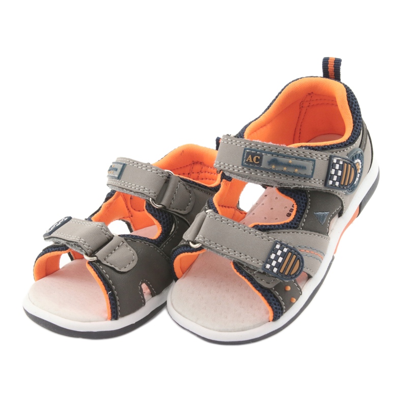 American Club DR13 sandali da bambino grigi arancia grigio blu navy 3