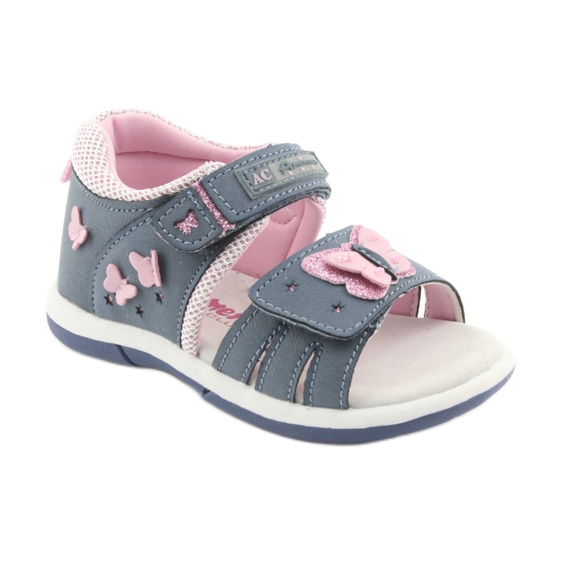 American Club Sandali da bambina farfalla in denim americano DR19 blu rosa 1