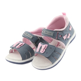 American Club Sandali da bambina farfalla in denim americano DR19 blu rosa 3