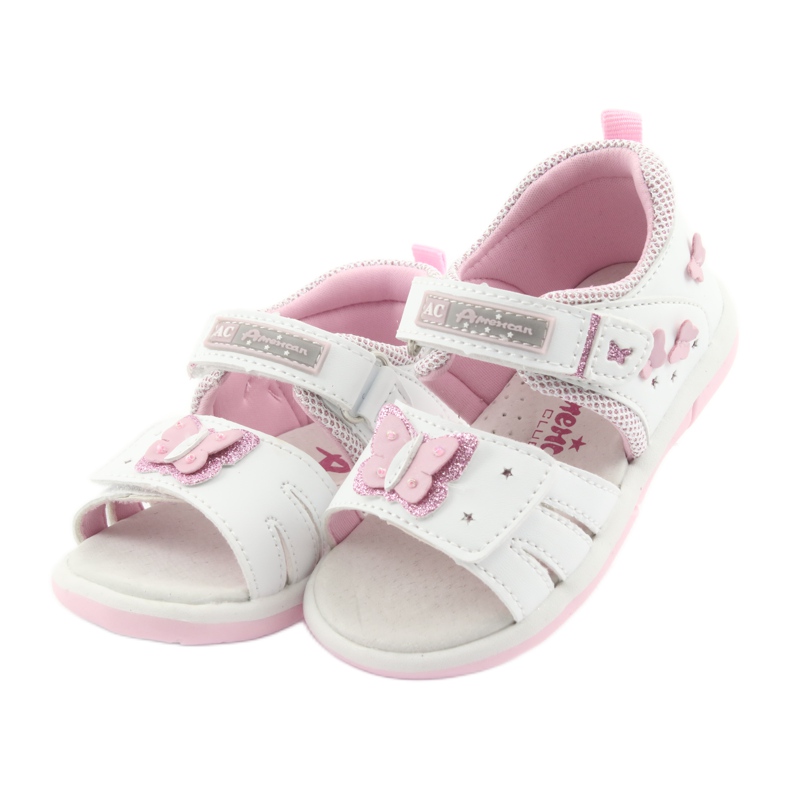 American Club Sandali da bambina American DR19 bianchi farfalla bianco rosa 3