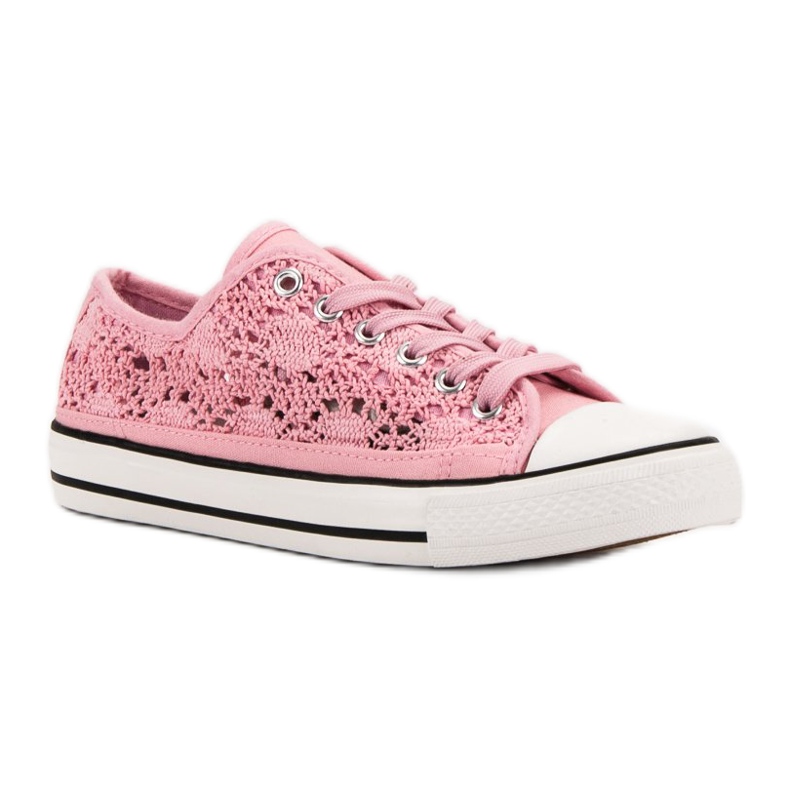 Renda Scarpe da ginnastica in pizzo rosa 1