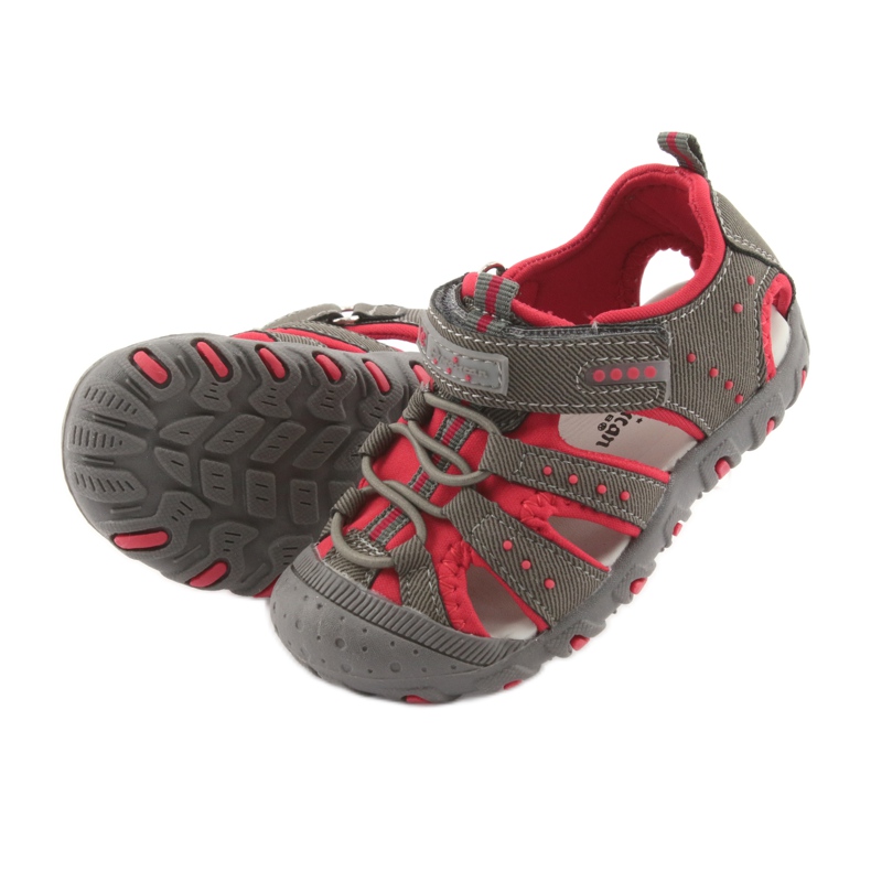 Sandali con velcro per bambino American Club DR11 grigio rosso 5