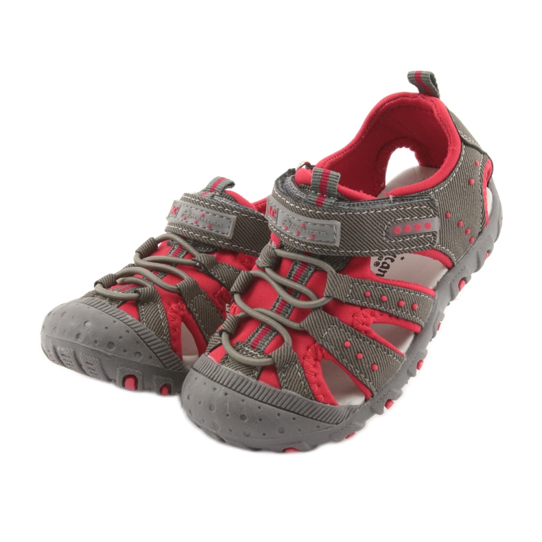 Sandali con velcro per bambino American Club DR11 grigio rosso 3