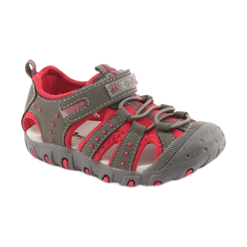 Sandali con velcro per bambino American Club DR11 grigio rosso 1