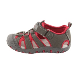 Sandali con velcro per bambino American Club DR11 grigio rosso 2
