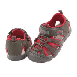 Sandali con velcro per bambino American Club DR11 grigio rosso 4