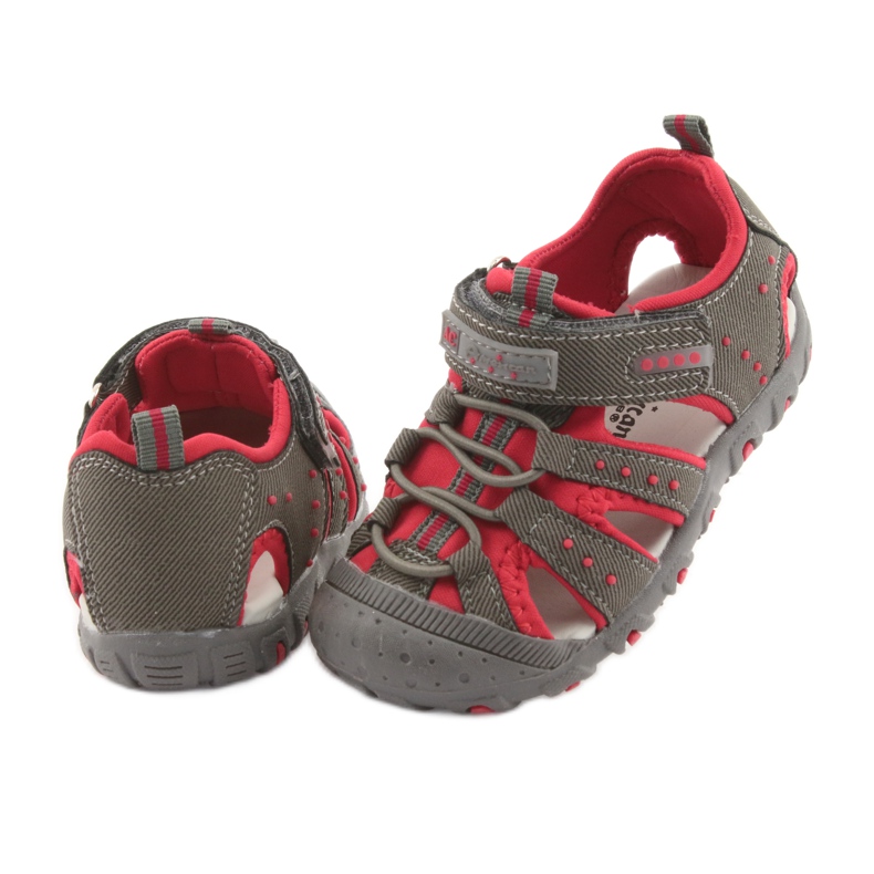 Sandali con velcro per bambino American Club DR11 grigio rosso 4