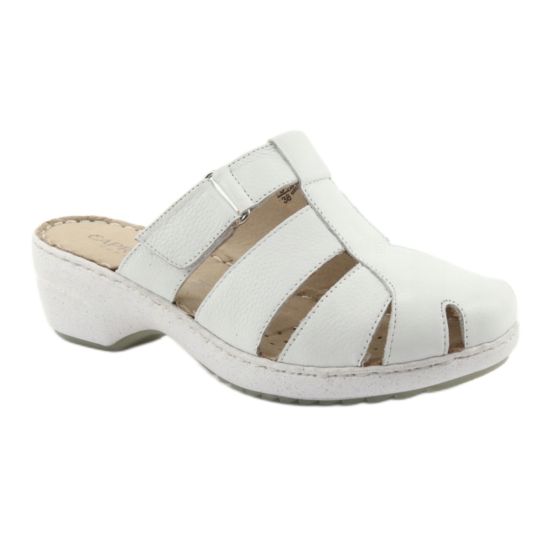 Pantofole con zeppa da donna Caprice 27353 bianche bianca 1
