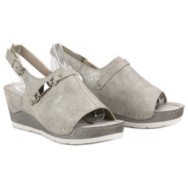 Goodin Comodi sandali con zeppa grigio 2