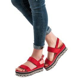 Primavera Sandali con zeppa Boho rosso 1