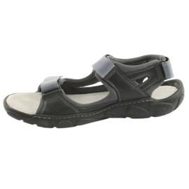 Naszbut Sandali in pelle maschile con velcro 043 nero e grigio 2